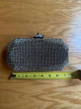 Rhinestone Crystal Evening Clutch - Silver Sparkle